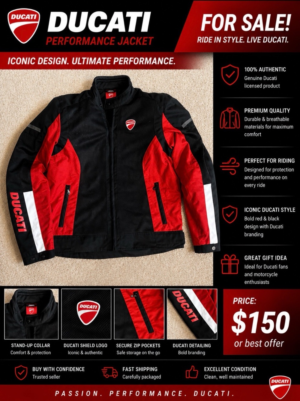 New Ducati Spidi Buzzer 3 Summer Tex Textile Jacket Perforated Jacket  FIT XL